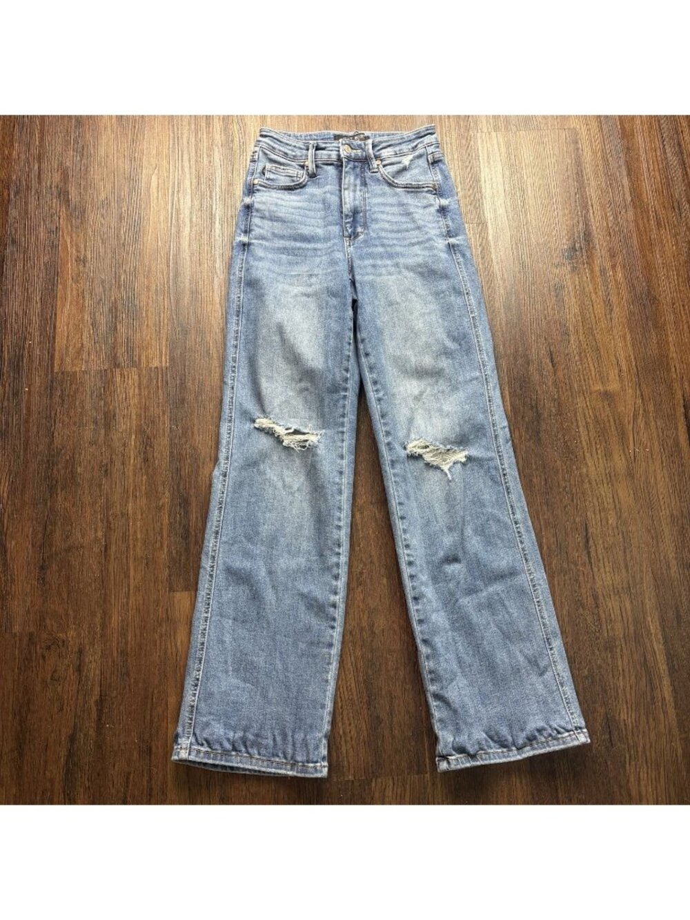 Judy Blue Straight Leg Jeans Destroyed Medium Wash JB88785 Size 1/25